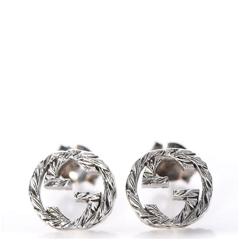 gucci interlocking g stud earrings in sterling silver